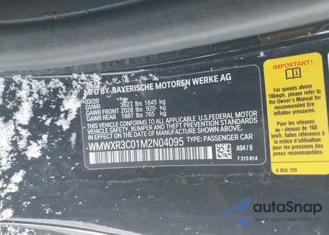 2021 Mini Hardtop Cooper from USA, damaged, VIN WMWXR3C01M2N04095